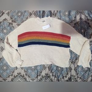 Rainbow crop top cropped lightweight sweater American Eagle